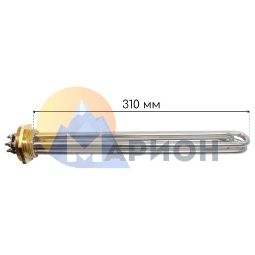 Блок ТЭН 4,5 кВт для воды 310 мм фланец G1 1/4" 220 В (трубка + колпак) HTH